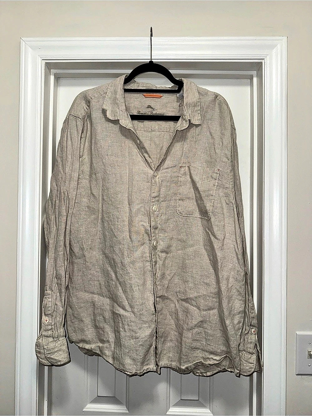 Tommy Bahama Sea Glass Breezer Linen Long-Sleeve Shirt Gray